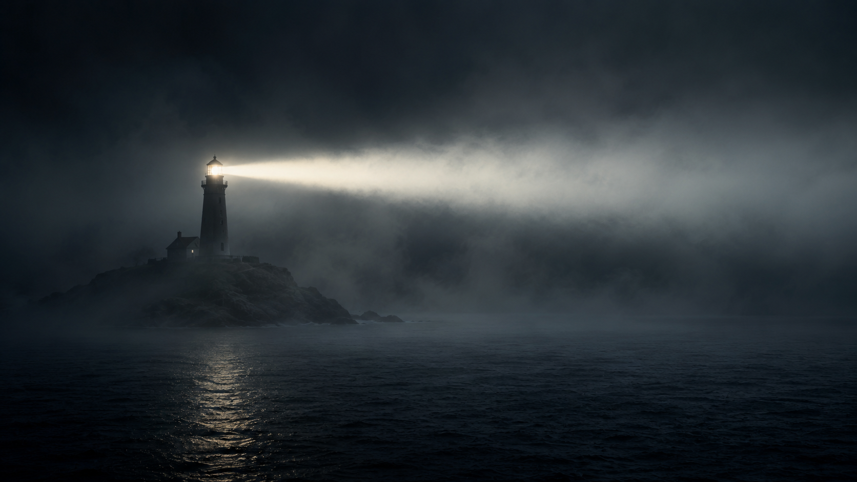 A lighthouse beam cutting through fog — one clear signal in a world of noise