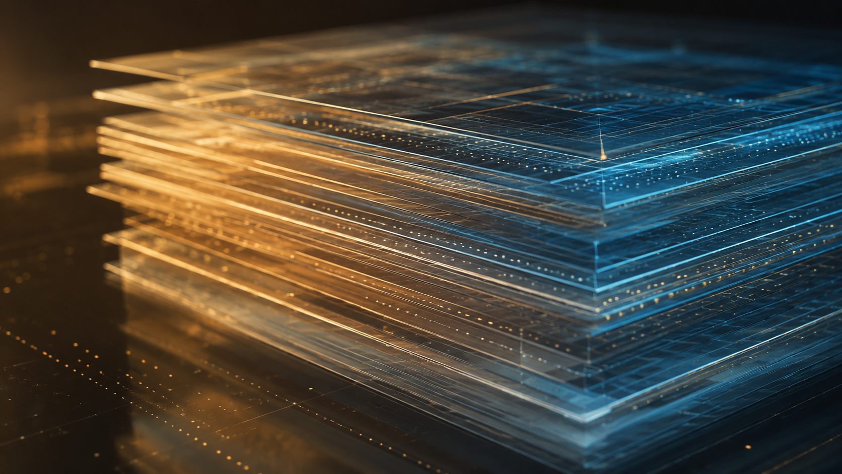 Translucent layers accumulating into something substantial — the compound nature of directory building