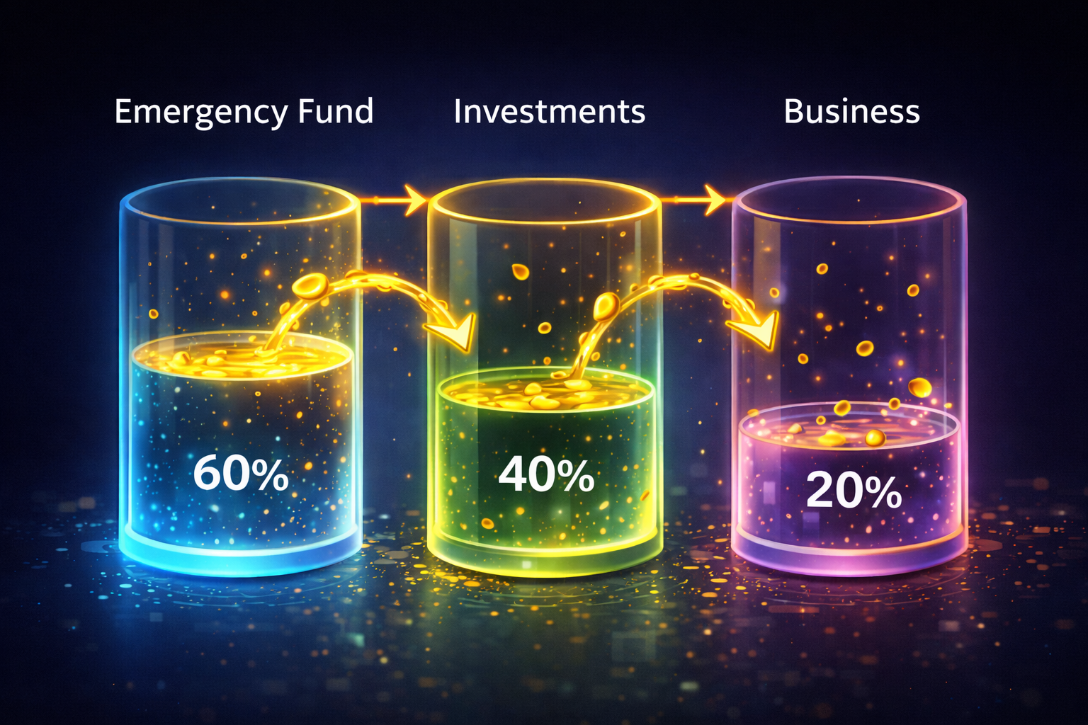 Three-bucket wealth system visualization