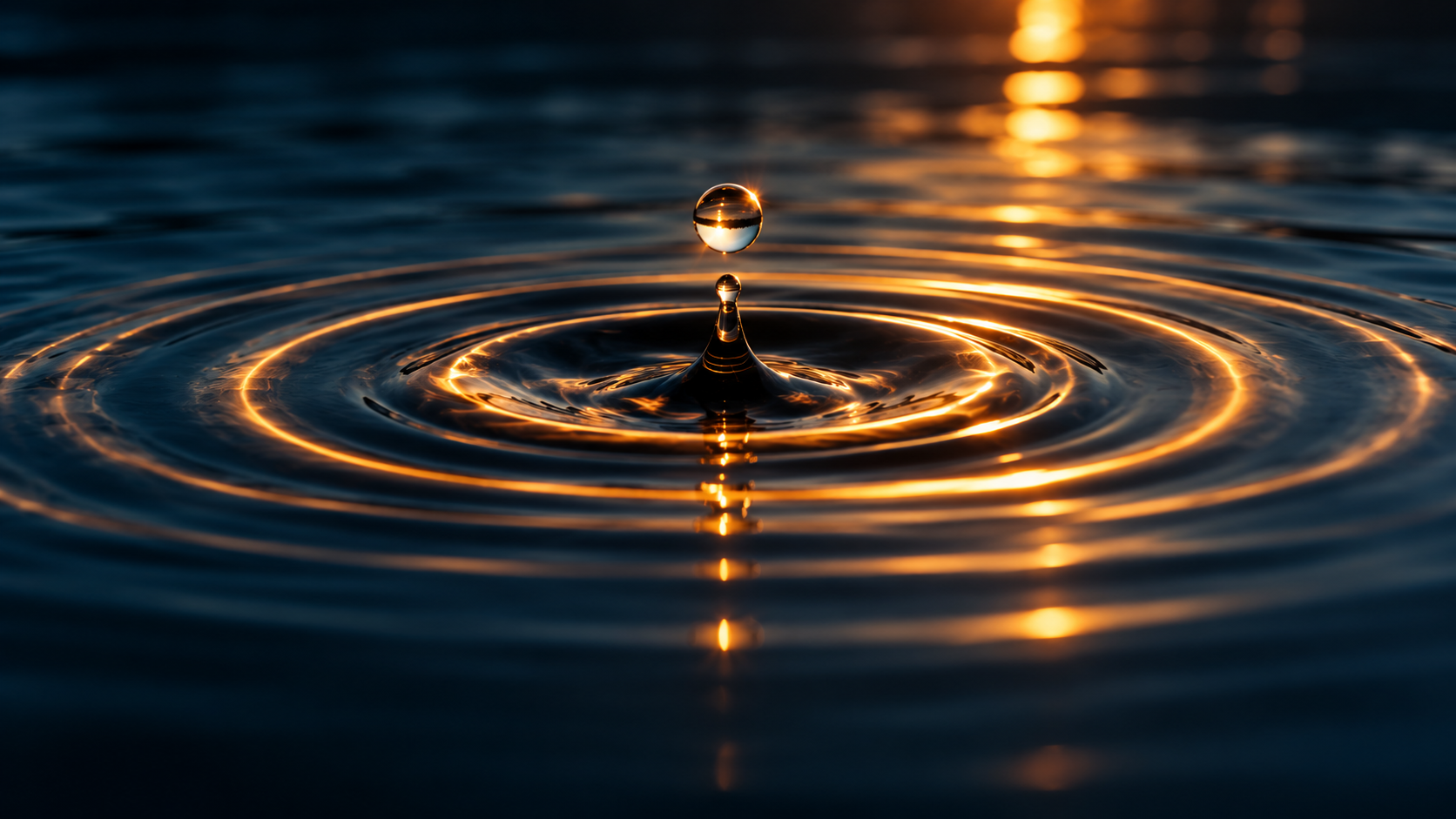 A single drop creating ripples — one customer's experience expanding outward into thousands