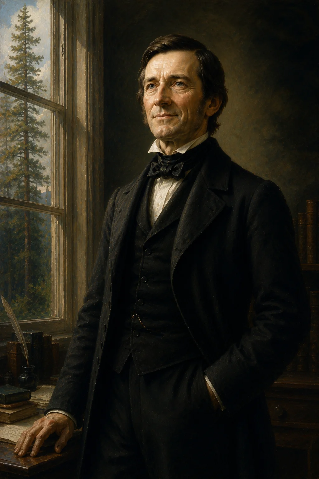 Ralph Waldo Emerson portrait — AI conversation powered by his actual essays