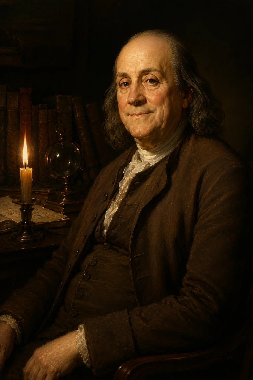 Benjamin Franklin portrait — AI conversation powered by his actual writings